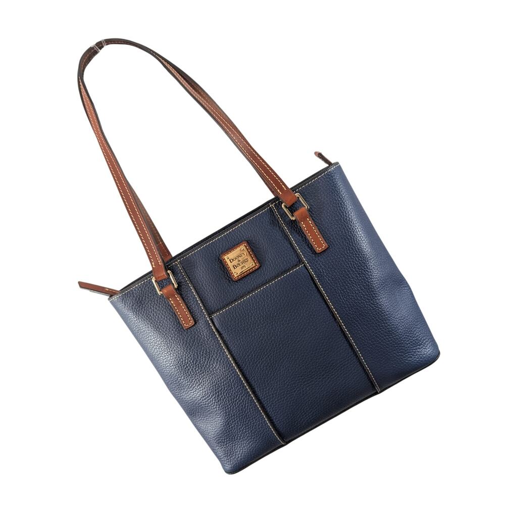NWOT! DOONEY & BOURKE! LUXE BLUE GENUINE PEBBLED & BROWN LEATHER PURSE, BAG!